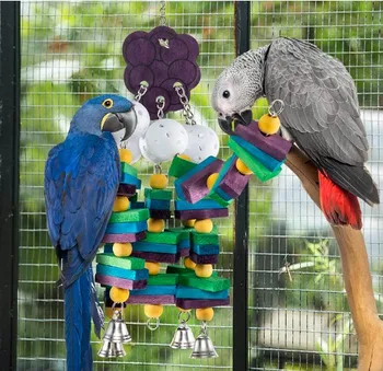 1 adet Pet Papağan Oyuncakları Ahşap Dayanıklı Kuşlar Çiğnemek Oyuncaklar Büyük Renkli Oyuncaklar Papağan Amerika Papağanı Pet Kuş Salıncak Oyuncak Evcil Hayvan Aksesuarları