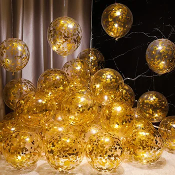 50 adet Altın konfeti balonları Şeffaf Balon Yıldız Folyo Metalik Konfeti Doğum Günü Partisi Dekorasyon Düğün Bebek Duş Kaynağı