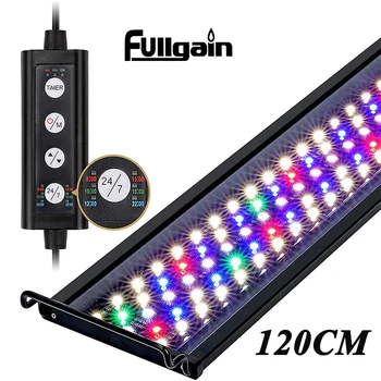 Fullgain 24/7 Alüminyum Alaşım akvaryum led ışık 120 cm için 48~54 inç ve Uzatılabilir Tam Spektrum bitkiler lamba balık tankı aydınlatmaları