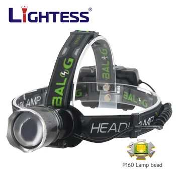Güçlü LED el feneri XHP160 süper parlak açık far USB şarj edilebilir Zoom su geçirmez ışık balıkçılık kamp kafa lambası