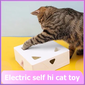 Mainan Kucing Listrik ABS Permainan Interaktif Kotak Sihir Sqaure Cerdas untuk Item Hewan Peliharaan Mainan Penyembuhan