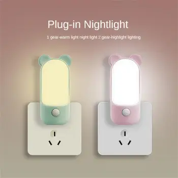 Mini Sevimli led gece ışığı Plug-İn taşınabilir soket kitap ışıkları başucu uyku lambaları Ev Mutfak dekorasyon ışık manuel anahtar