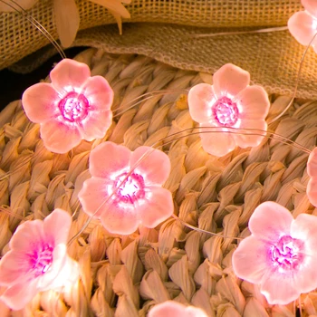 Pembe Kiraz Çiçeği LED Dize İşıklar Peri iç mekan lambası Doğum Günü Düğün Pembe Bells Garland Dekorasyon Bebek Duş Malzemeleri