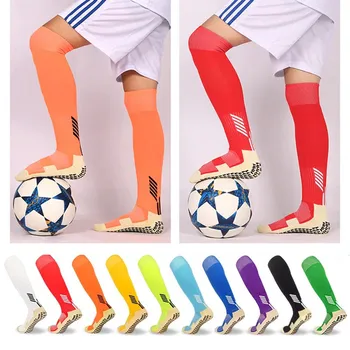 Yeni Uzun Tüp kaymaz futbolcu çorapları Havlu Alt futbol çorapları Erkek Kadın Çocuk Açık Spor Diz Yüksek Kaymaz Çorap 11 Renkler