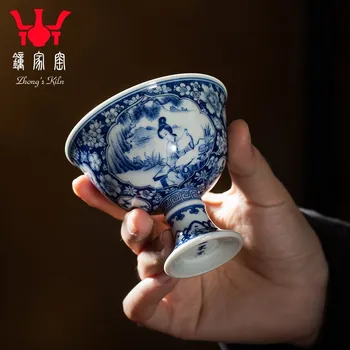 Zhongjia Fırın Ana Bardak çay bardağı Jingdezhen Saf El Çizim Wanhua Pencere Bayan Kadeh Çay Kung Fu çay bardağı